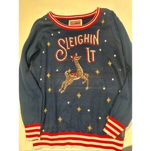 Tipsy Elves Women Sleighin It Reindeer/Christmas Crewneck Sweater, Size M